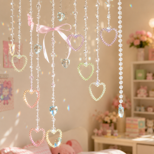 Cloudora Crystal Heart Beaded Curtain