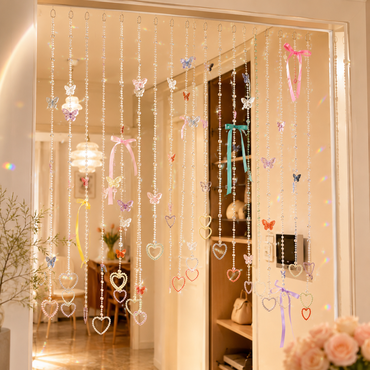 Cloudora Crystal Heart Beaded Curtain